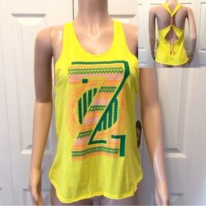 Zumba Wear Yellow Dance Tribe Tied Back Tank Top Size Small